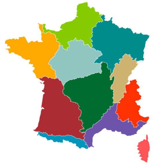 Carte de France des régions biogéographiques