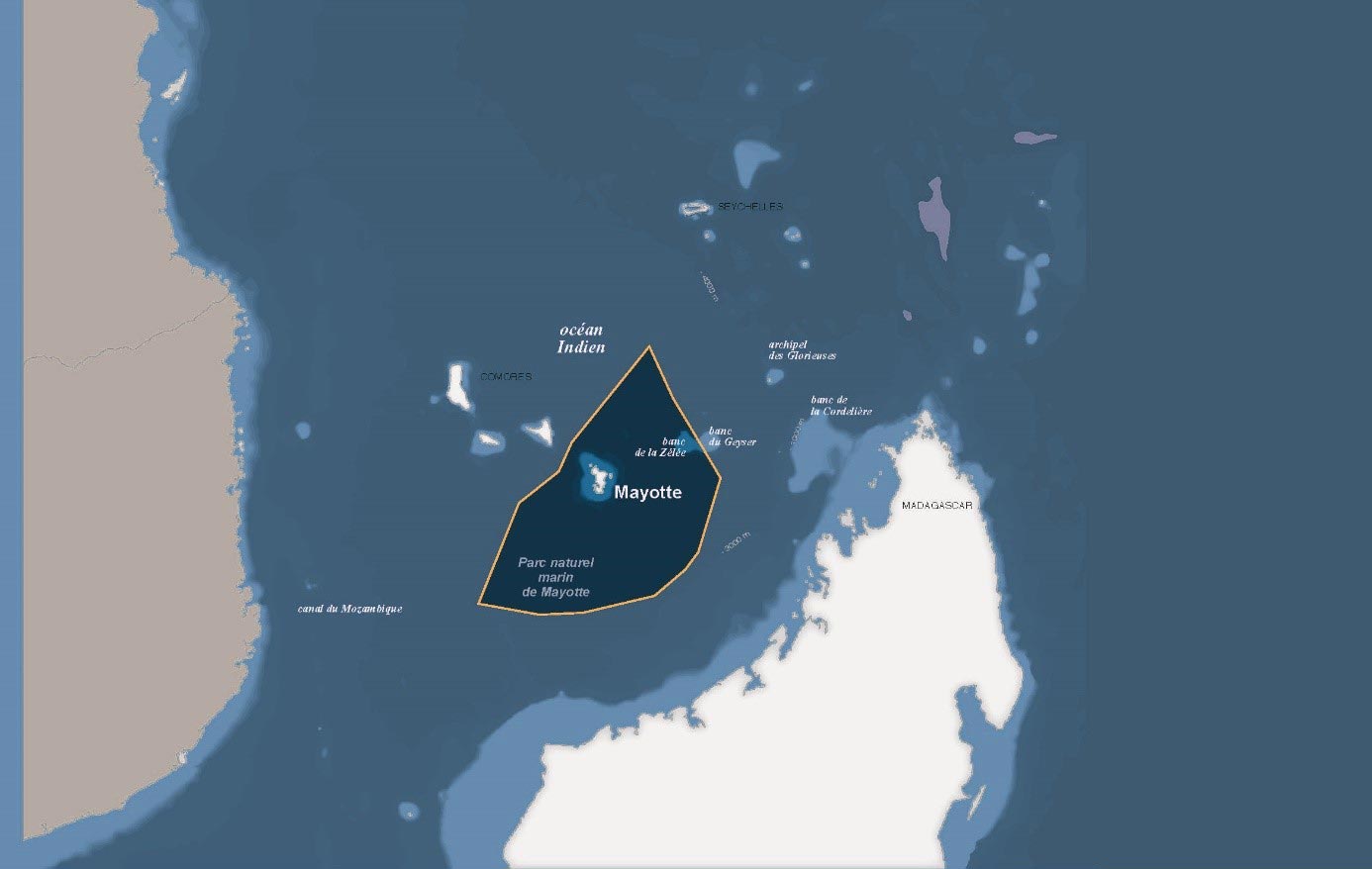 Carte du Parc naturel marin de Mayotte