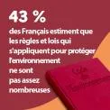 43 % des Français estiment que les règles et lois qui s'appliquent pour protéger l'environnement ne sont pas assez nombreuses