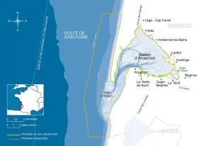 Carte du périmètre du Parc naturel marin du Bassin d'Arcachon