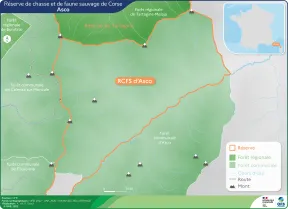 Carte du périmètre de la Réserve de chasse et faune sauvage d'Ascu