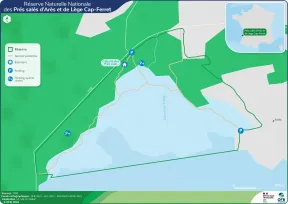 Carte du périmètre de la Réserve naturelle nationale des Prés Salés d’Arès et de Lège-Cap Ferret