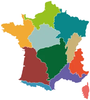 Carte illustrant les 11 régions biogéographiques de France hexagonale de Végétal local