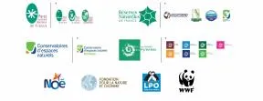 Logos des organisations nationales en lien avec la protection de la nature faisant partie du consortium du LIFE BIODIV'France