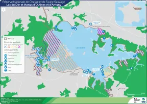 Carte du périmètre de la Réserve nationale de chasse et de faune sauvage du lac du Der et des étangs d’Outines et d’Arrigny