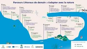 Carte des webinaires et sorties organisés dans le cadre du Parcours Littoraux de demain : s'adapter avec la nature