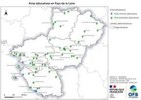 carte des aires éducatives en Pays de la Loire